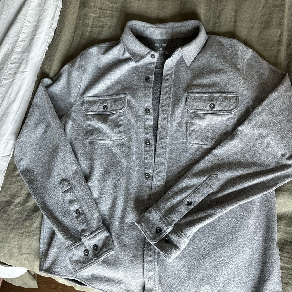 True Classic Fleece-Lined Overshirt / Shacket – Heather Gray - Large